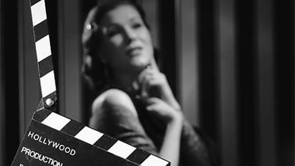 black and white retro hollywood actress