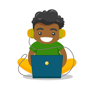illustrated young black male PC gamer