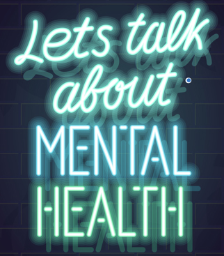 neon writing reading "lets talk about mental health"