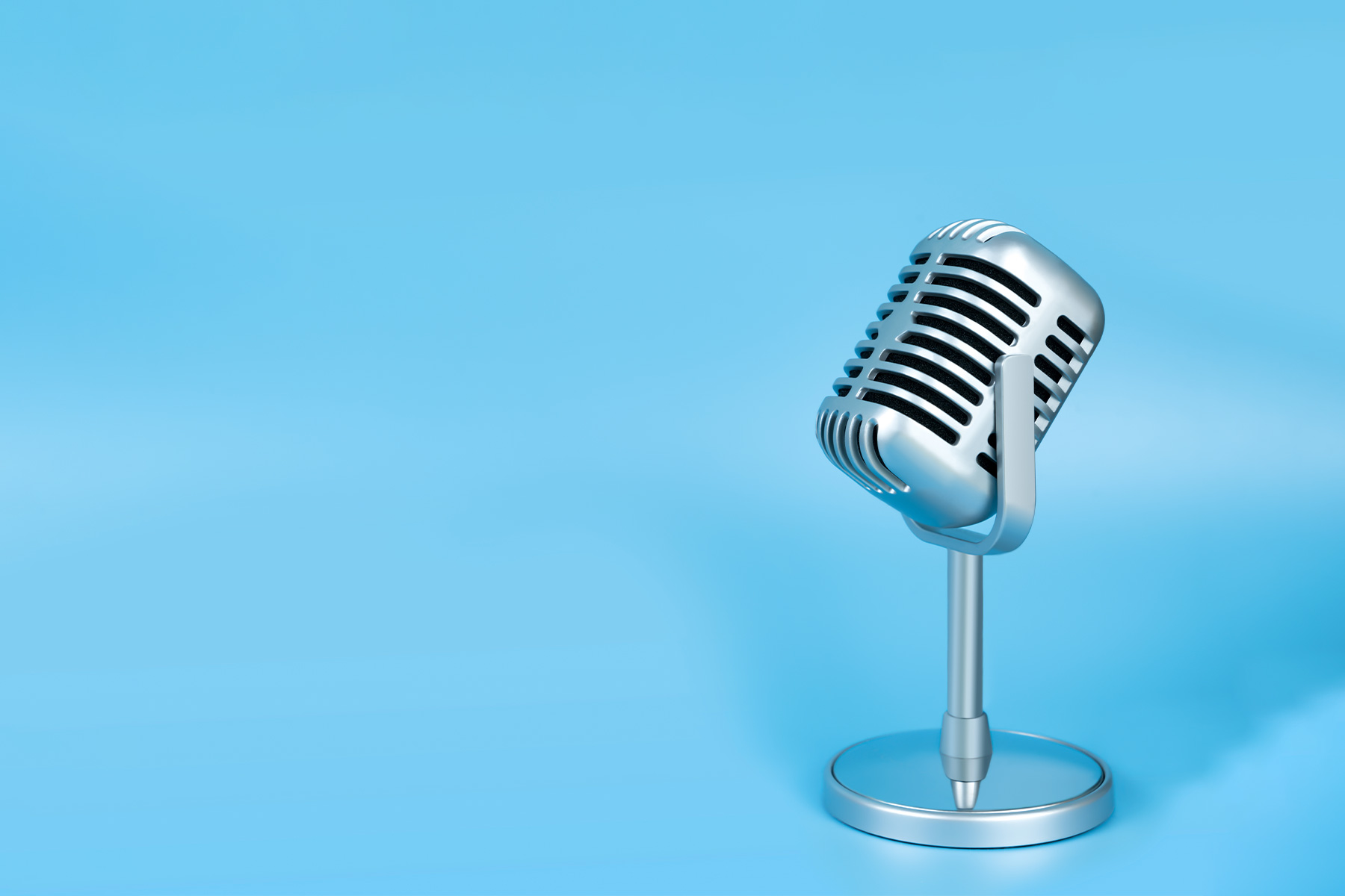retro-style microphone on blue background