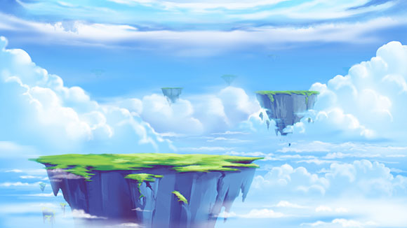screenshot of floating islands in a video game