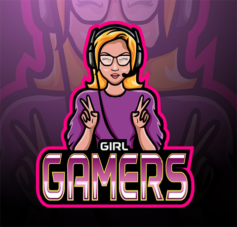 illustration of a female gamer