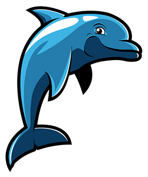 newly redesigned coastline mascot, Fin the Dolphin