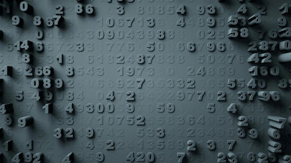 scattered embossed numbers on a gray background