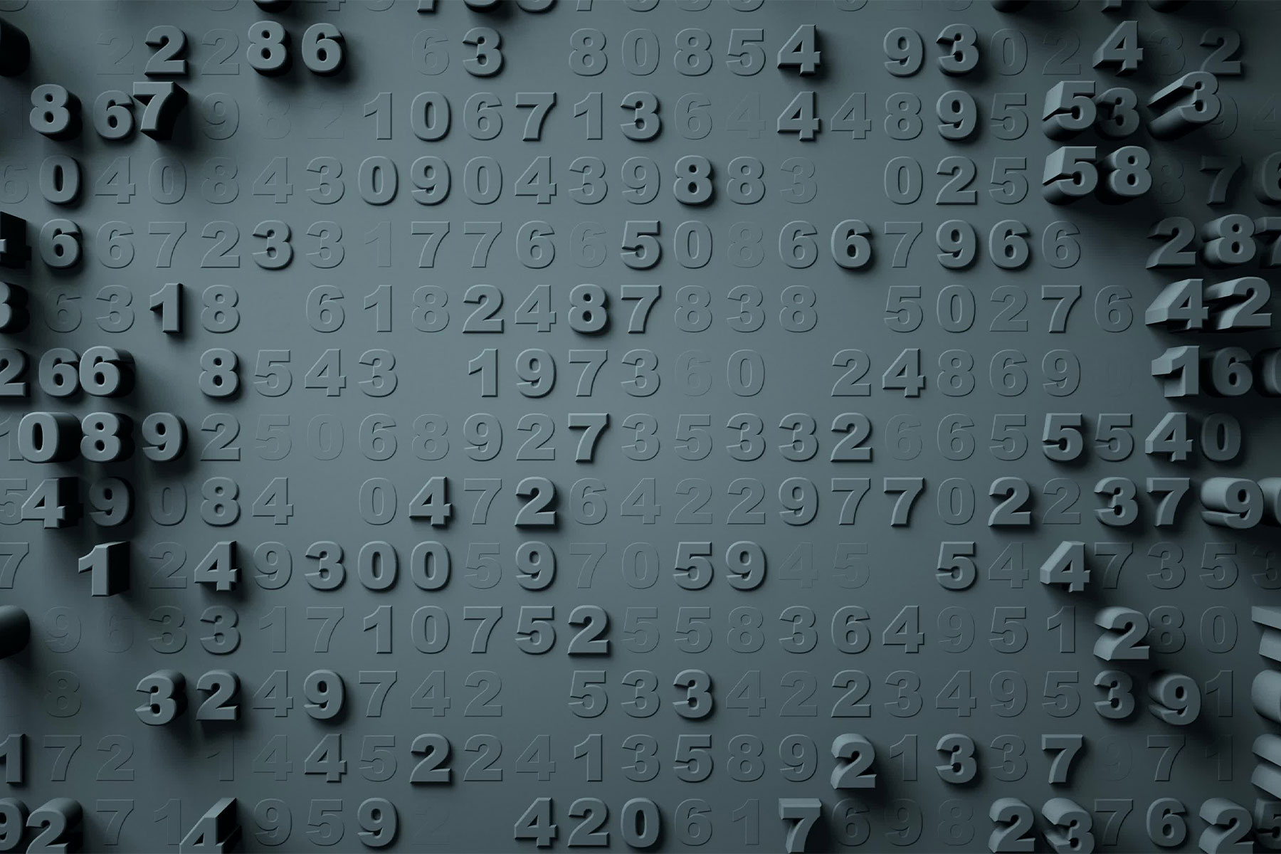 clusters of embossed numbers on a gray background