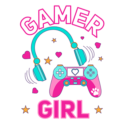 female gamer clip art illustration
