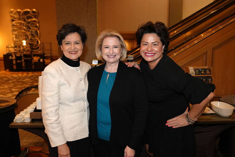 President Angelica Suarez, Vice Chancellor Diane Fiero, and unidentified attendee