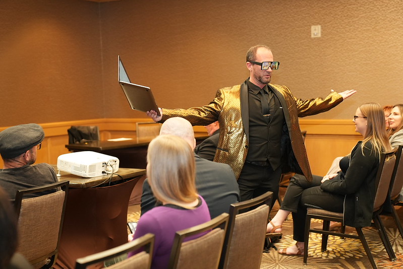 lively break out session discussing AI ethics