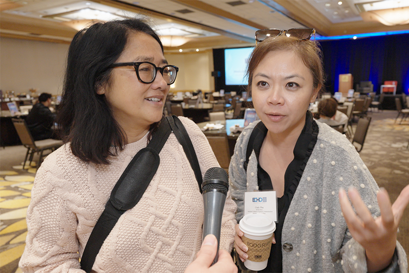 Pasadena attendees being interviewed.